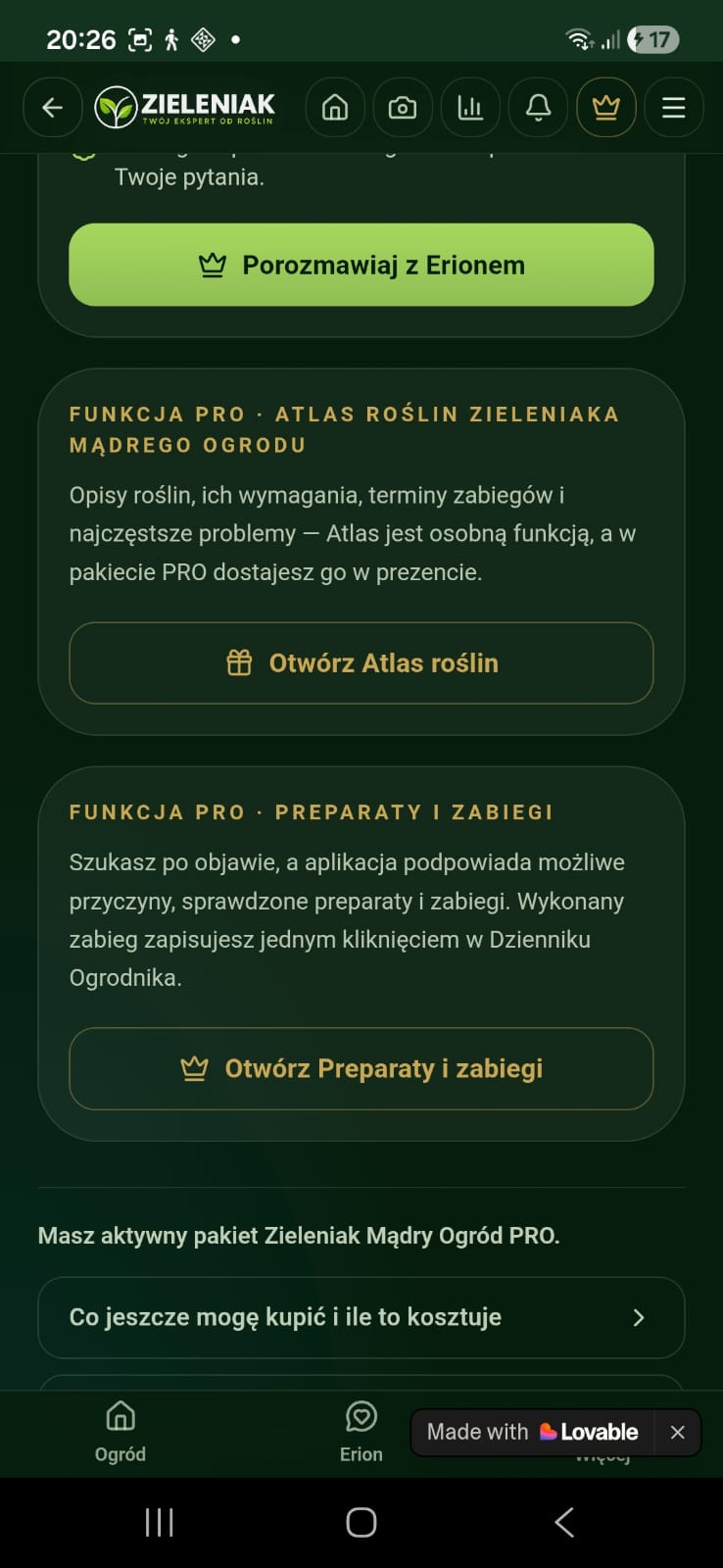 Funkcje pakietu Zieleniak Mądry Ogród PRO